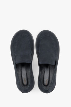 Top view showcasing the soft velour texture and refined dark grey shade.
