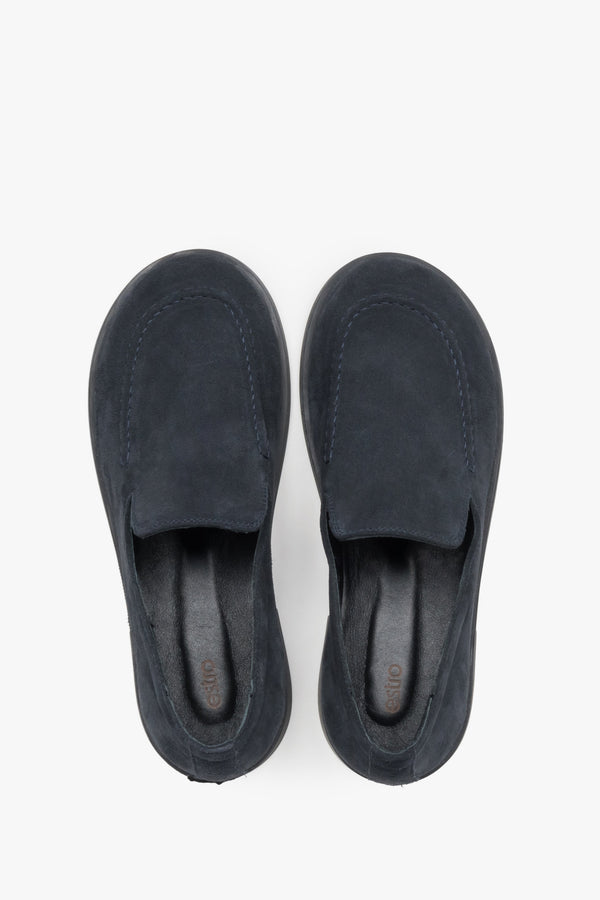 Top view showcasing the soft velour texture and refined dark grey shade.