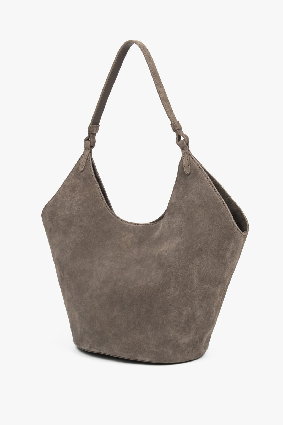 Dark grey hobo bag made from soft, premium Italian velour, featuring a relaxed silhouette and elegant magnetic closure for everyday style.