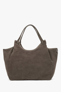 Women's Dark Grey Shopper Handbag made of Premium Italian Genuine Velour Estro ER00118340.