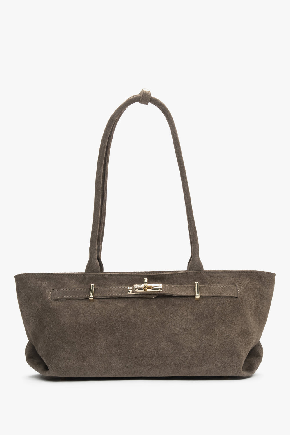 Women's Dark Grey Italian Velour Tote Handbag with Long Handles Estro ER00118348.