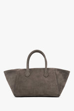 Women’s Dark Grey Top-Handle Tote Bag made of Genuine Velour Estro ER00119882.