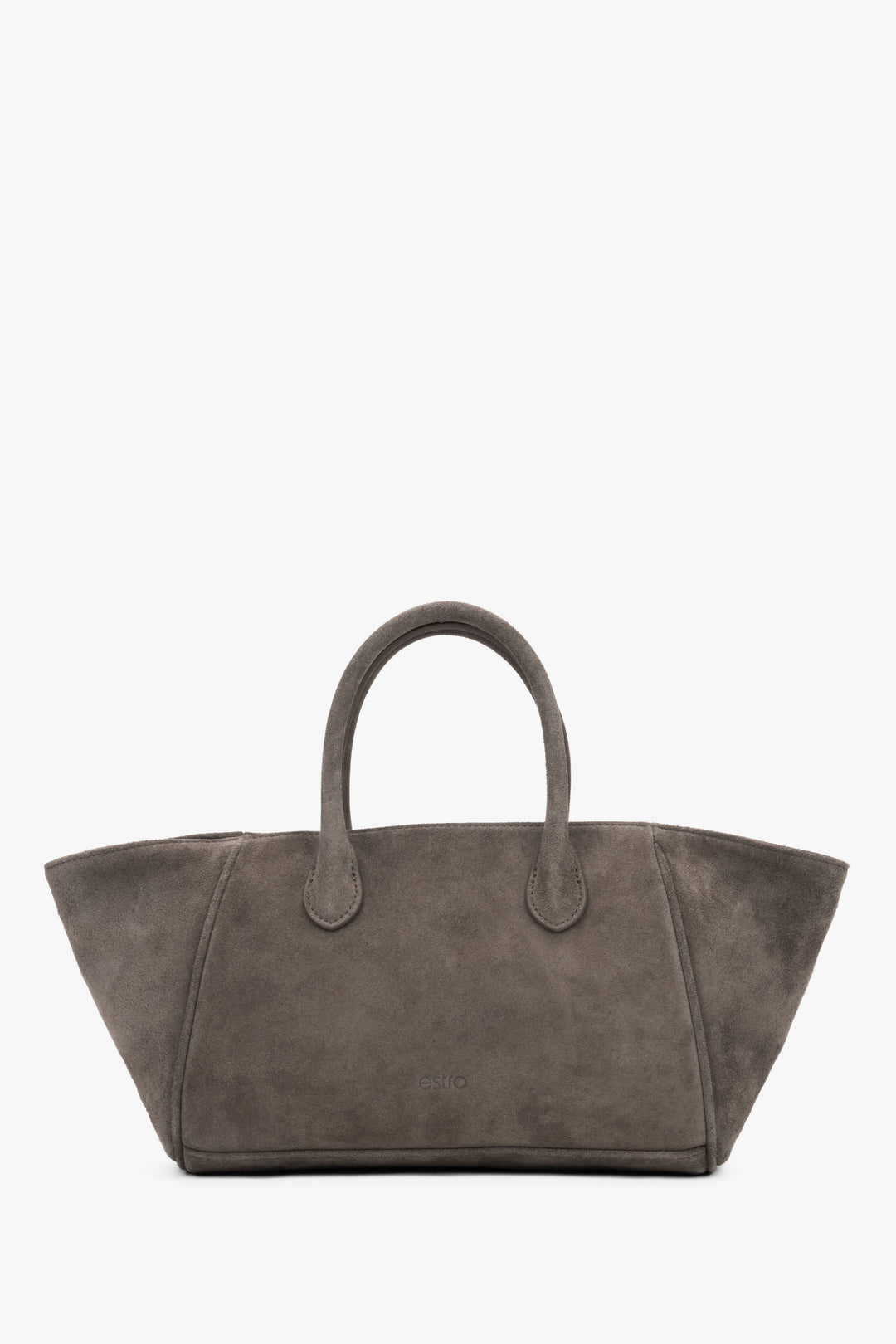 Women’s Dark Grey Top-Handle Tote Bag made of Genuine Velour Estro ER00119882.