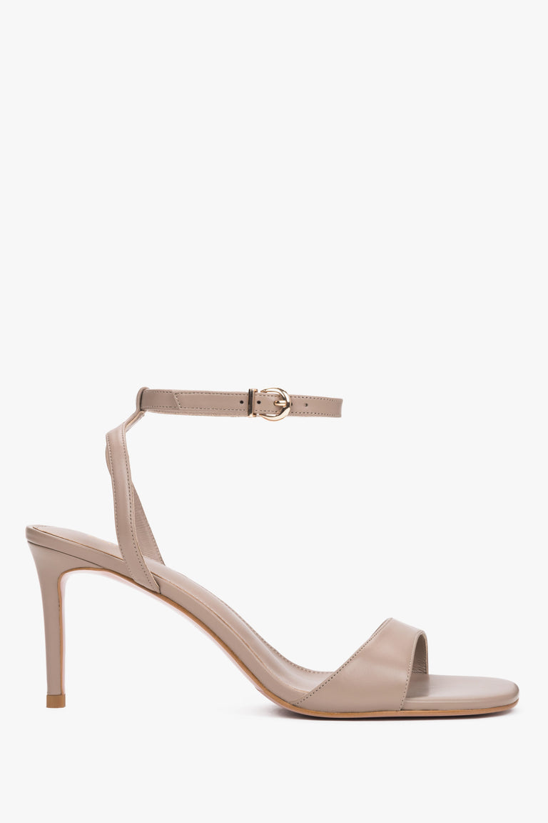 Women's Elegant Beige Leather Stiletto Sandals Estro ER00119499.