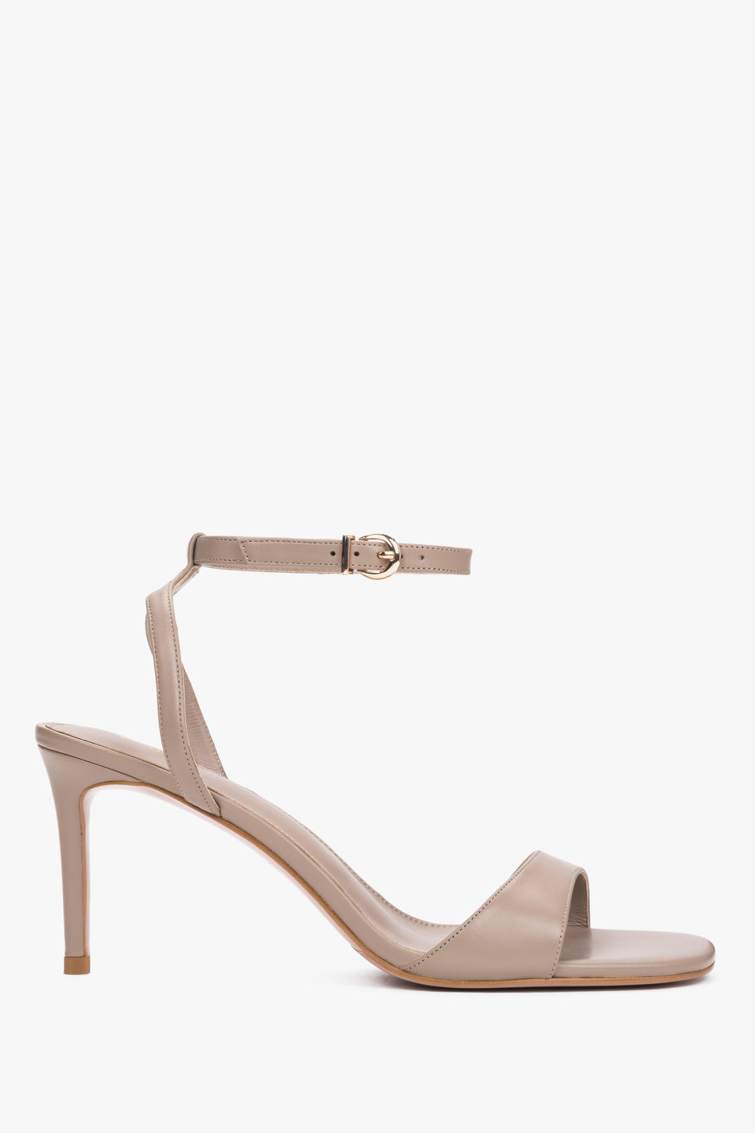 Women's Elegant Beige Leather Stiletto Sandals Estro ER00119499.