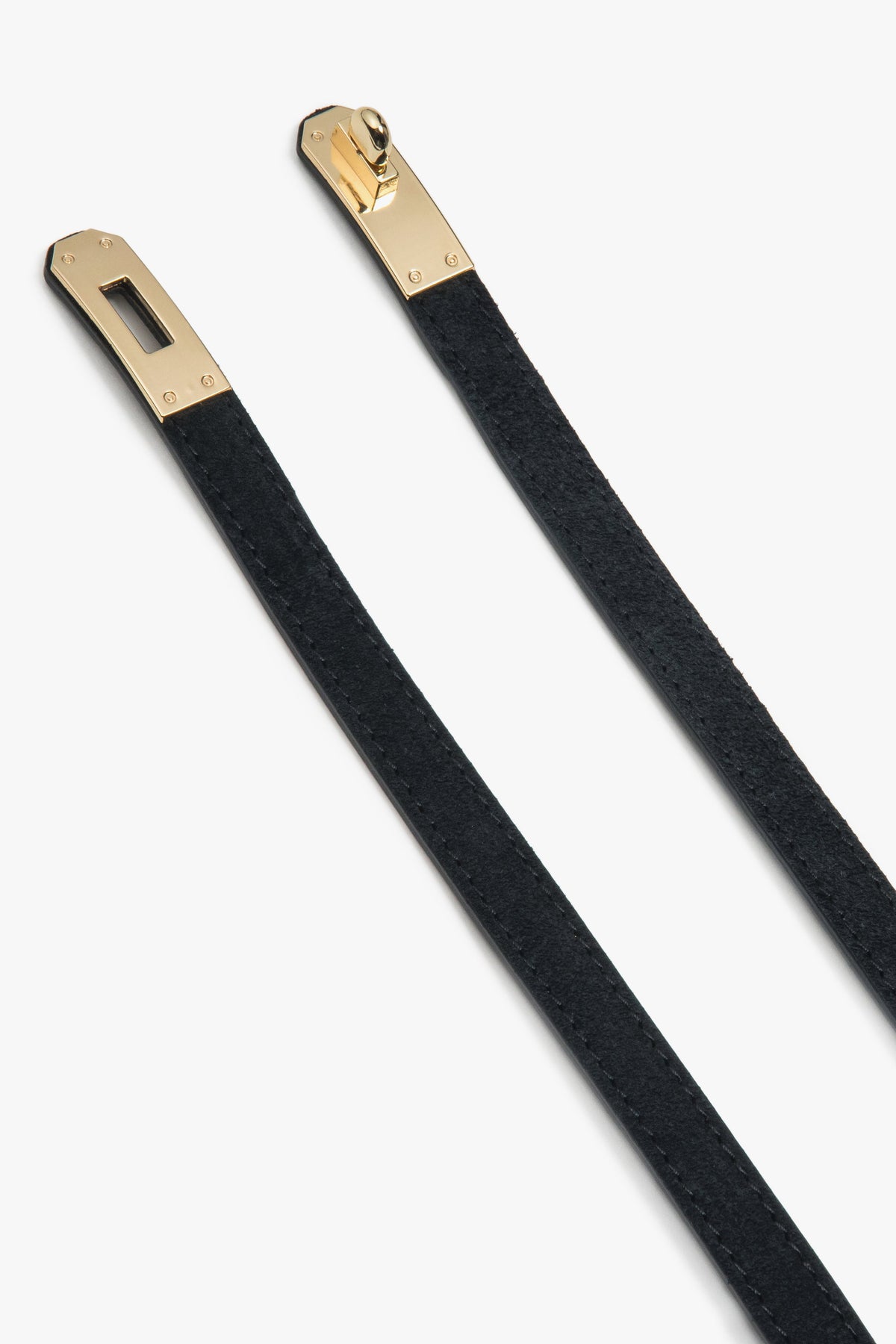 Women's, elegant, black belt made of Italian natural velour Premium Estro.