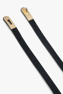 Women's, elegant, black belt made of Italian natural velour Premium Estro.