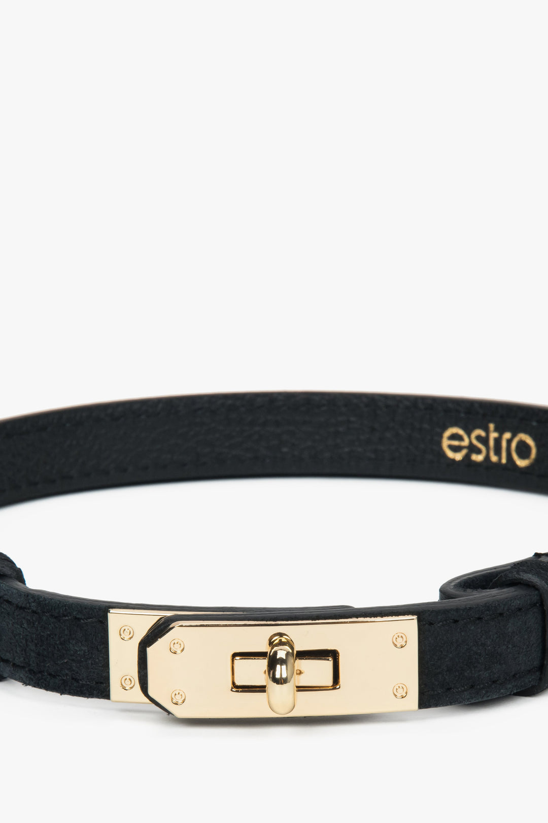 Elegant Estro women's belt, black, made of Italian premium natural velour.