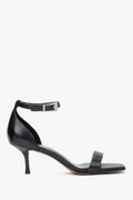 Women's Elegant Black Genuine Leather Sandals with Low Heel Estro ER00119369.