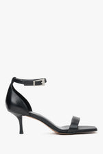 Women's Elegant Black Genuine Leather Sandals with Low Heel Estro ER00119369.