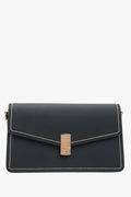 Women’s Elegant Black Leather Shoulder Bag with Gold Details Estro ER00117249.