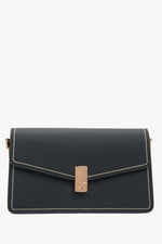 Women’s Elegant Black Leather Shoulder Bag with Gold Details Estro ER00117249.