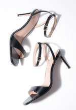 Women's Elegant Black Leather Stiletto Sandals Estro ER00119510.