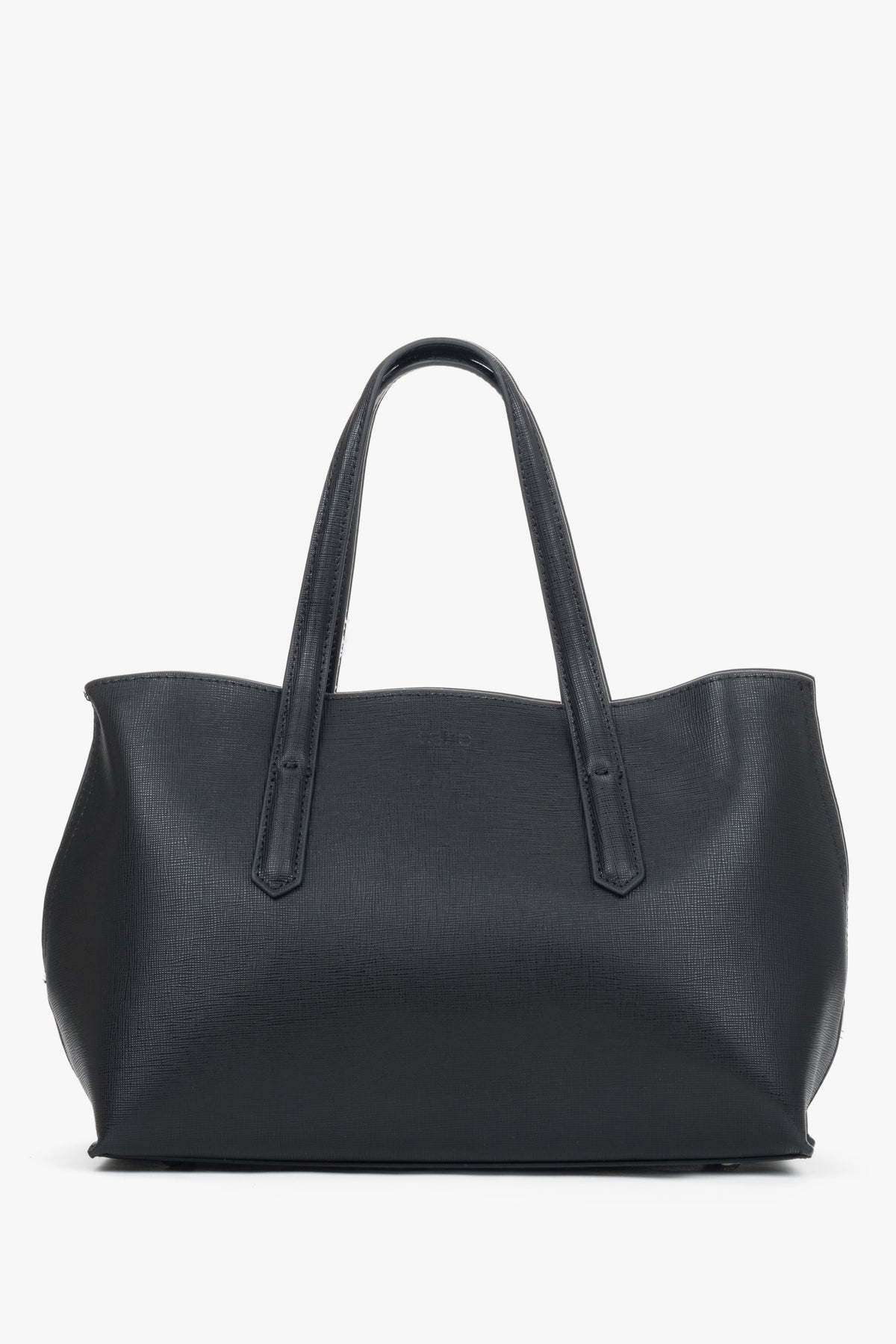 Women's Elegant Black Tote Bag made of Genuine Leather Estro ER00119140.