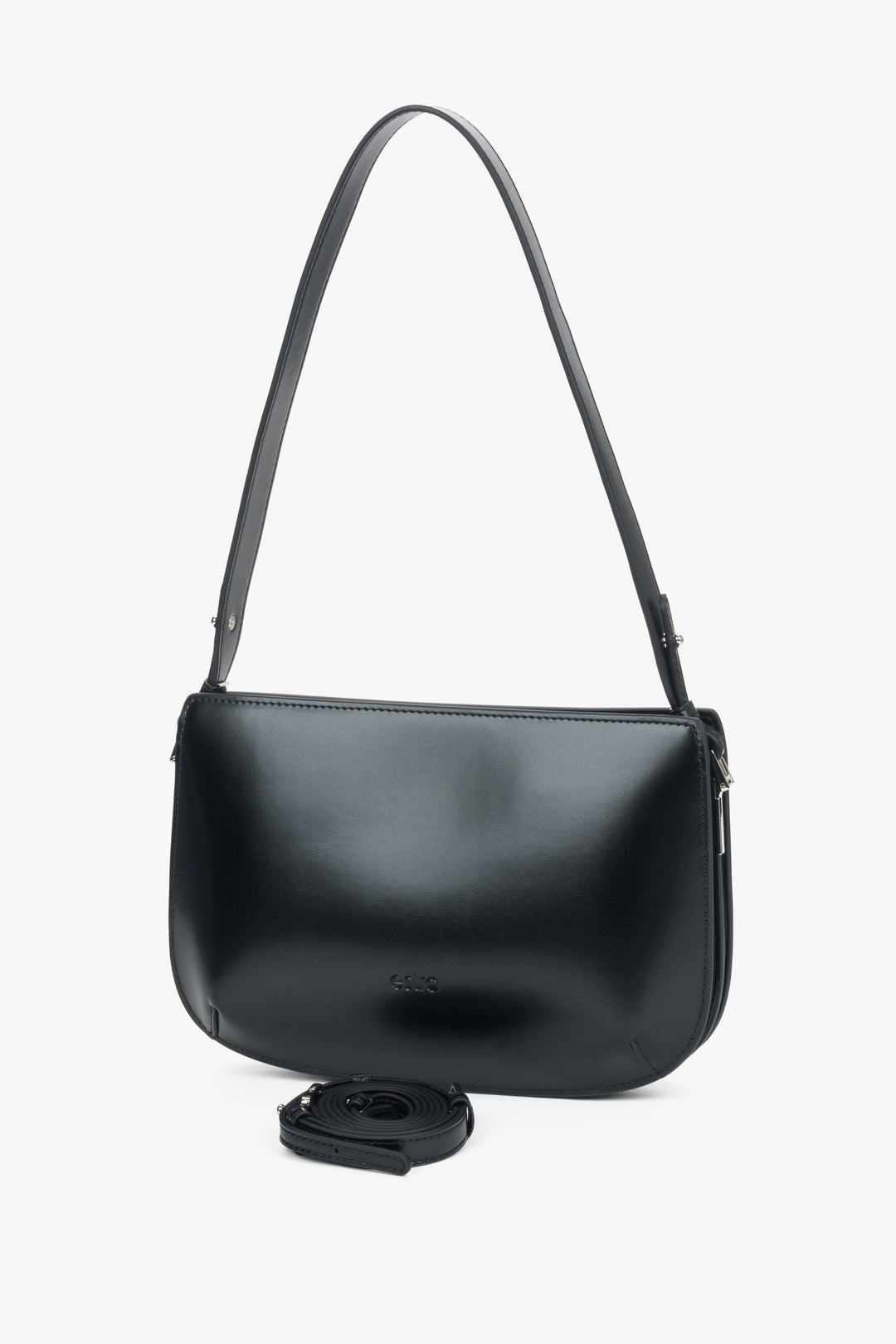Elegant black shoulder bag crafted from 100% genuine leather.