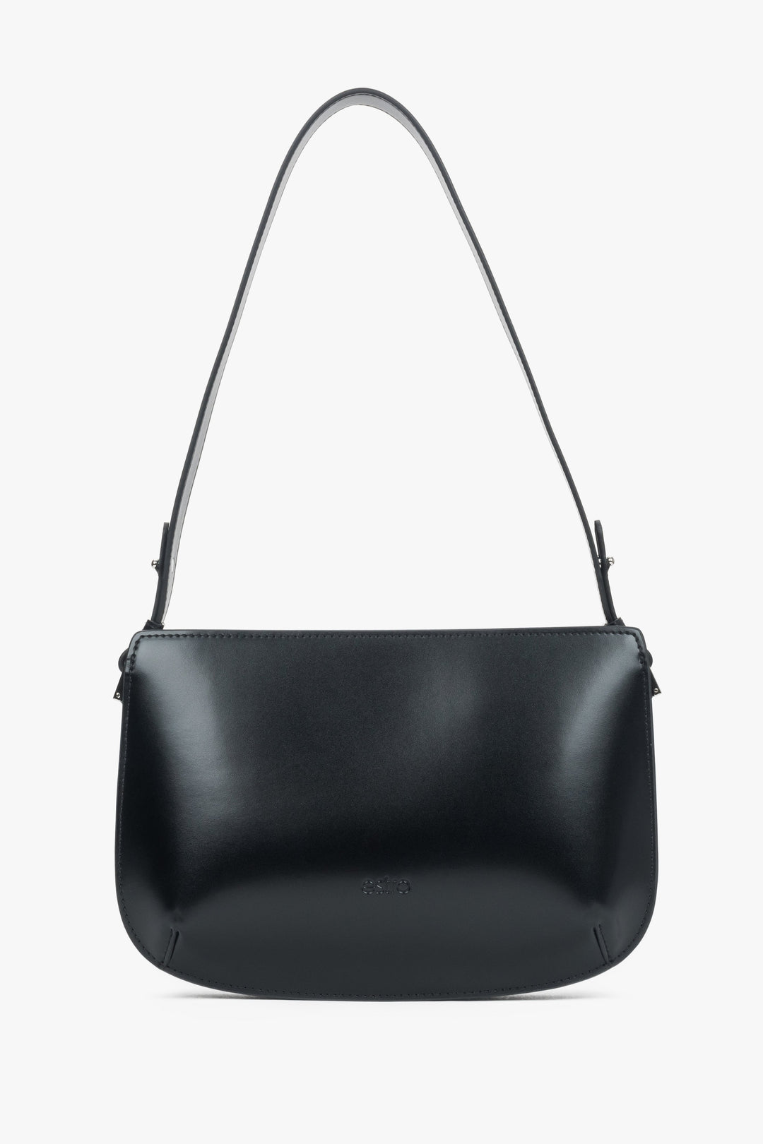 Stylish women’s bag made of genuine leather in a classic black color.