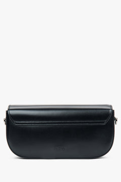 Women's black genuine leather shoulder bag Estro - front view showing silver hardware.