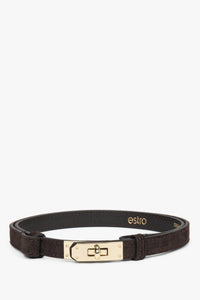 Women's Elegant Dark Brown Belt made of Premium Italian Genuine Velour Estro ER00118659.