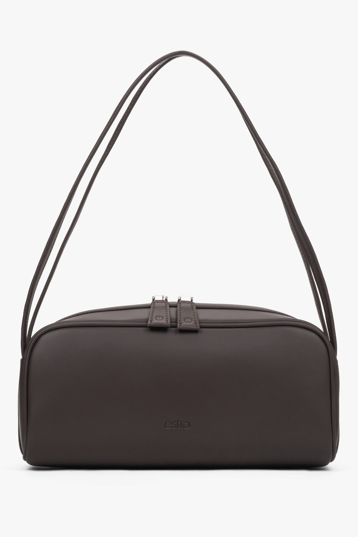 Women’s Elegant Dark Brown Shoulder Bag made of Genuine Leather Estro ER00118389.