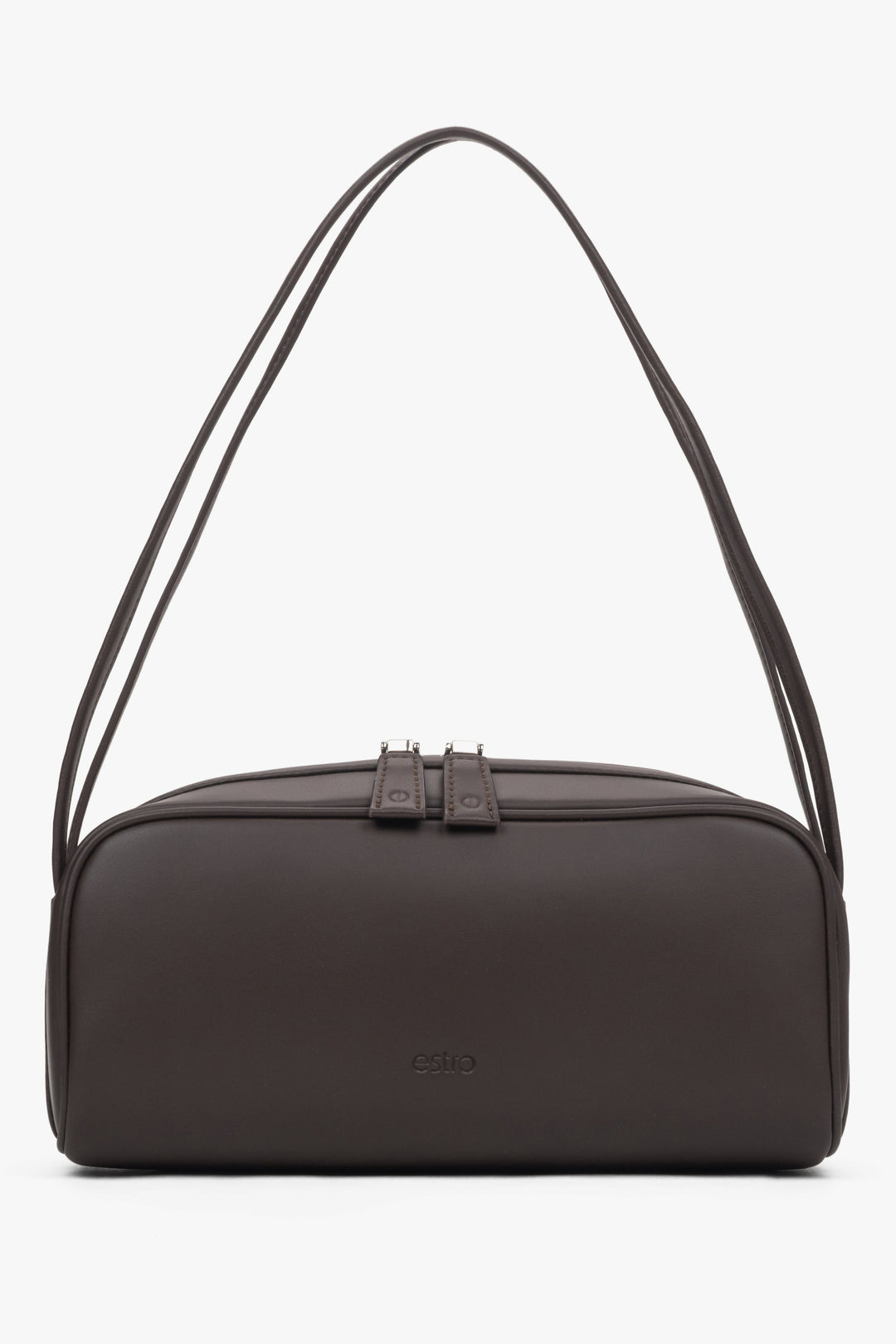 Women’s Elegant Dark Brown Shoulder Bag made of Genuine Leather Estro ER00118389.