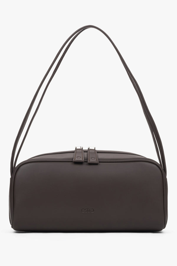 Women’s Elegant Dark Brown Shoulder Bag made of Genuine Leather Estro ER00118389.