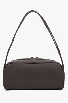 Elegant dark brown women’s shoulder bag made of genuine leather by Estro.