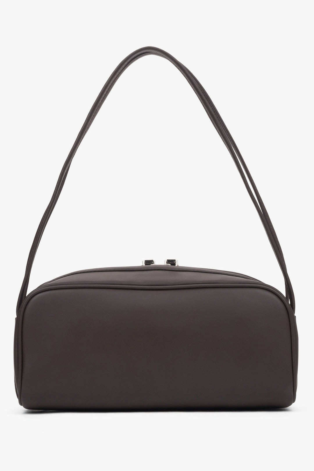 Elegant dark brown women’s shoulder bag made of genuine leather by Estro.