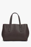 Women's Elegant Dark Brown Tote Bag made of Genuine Leather Estro ER00118995.