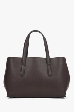 Women's Elegant Dark Brown Tote Bag made of Genuine Leather Estro ER00118995.