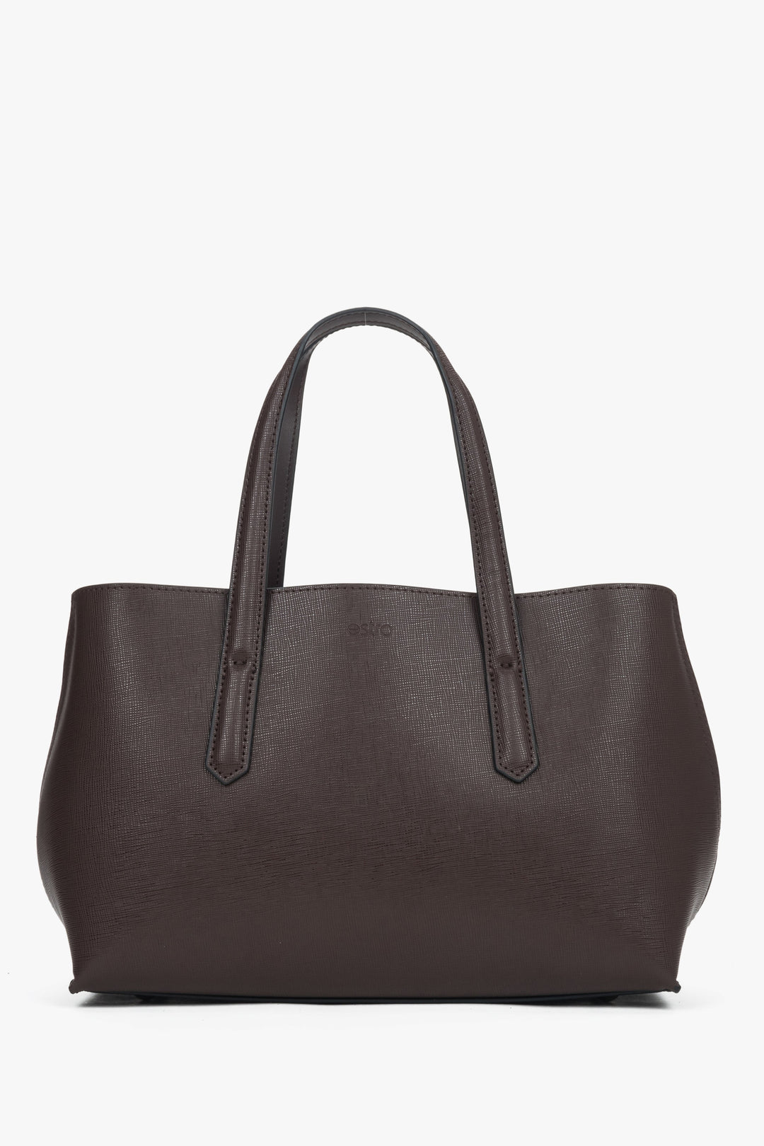 Women's Elegant Dark Brown Tote Bag made of Genuine Leather Estro ER00118995.