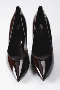 Women's Elegant Dark Brown Patent Leather Pointed Stiletto Pumps Estro ER00120672.