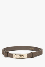 Women's Elegant Taupe Belt made of Premium Italian Genuine Velour Estro ER00118657.
