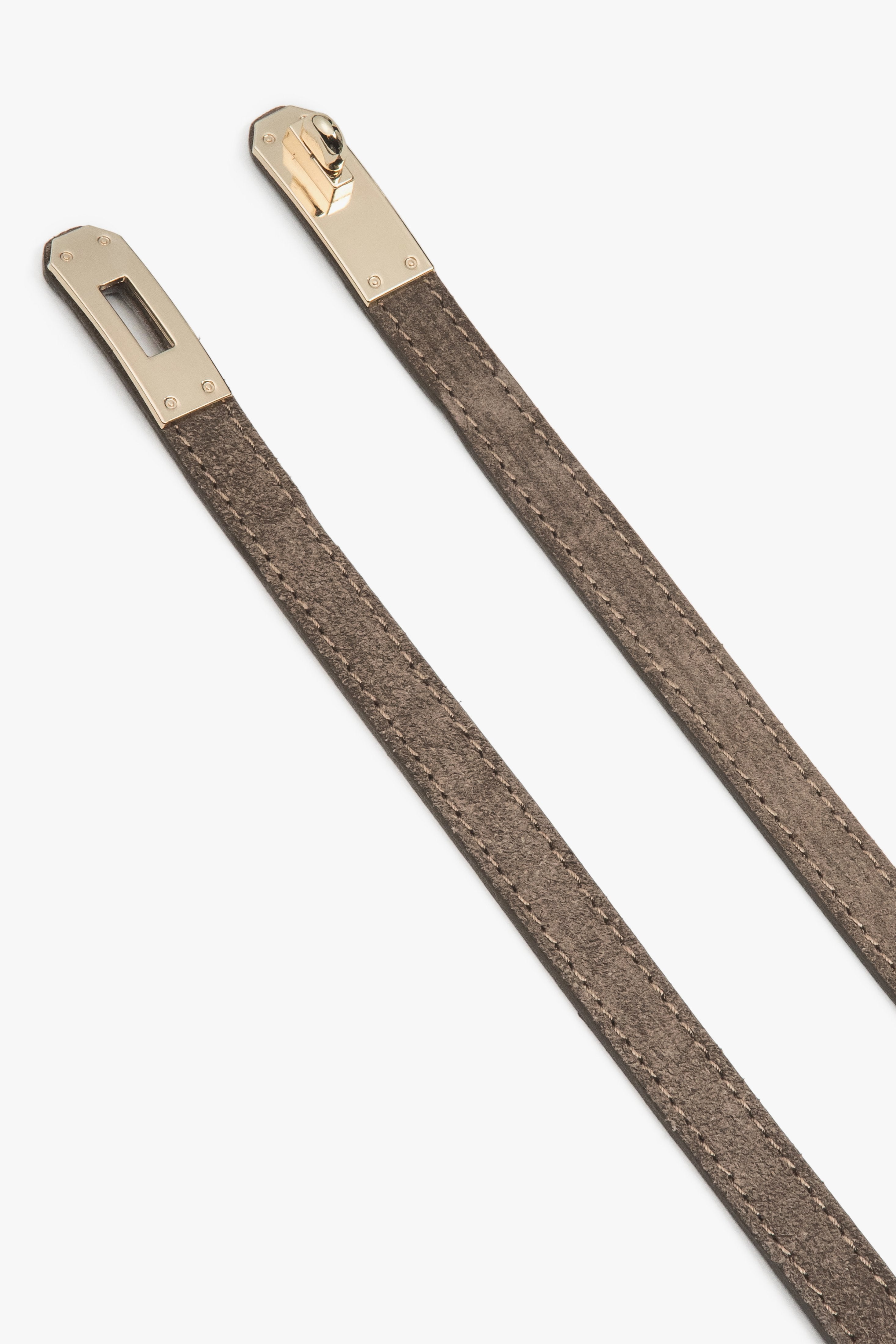 Women's, elegant, dark gray belt made of Italian natural velour Premium Estro.