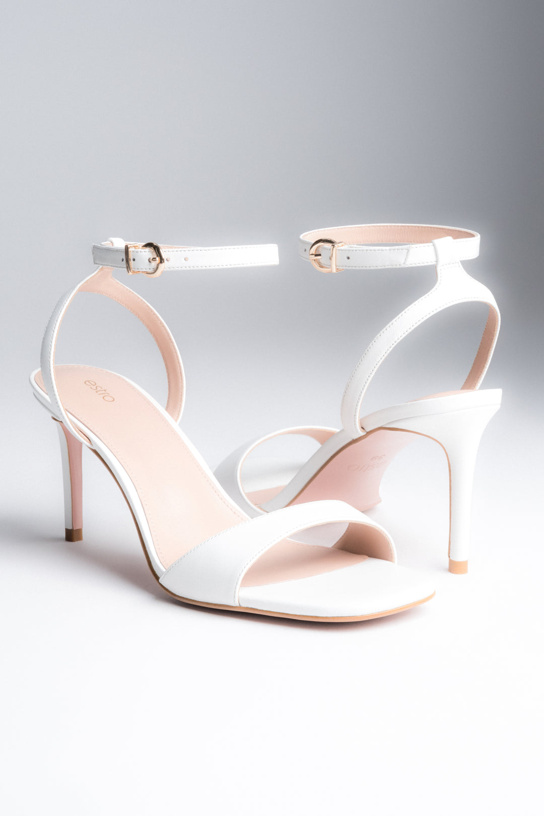 Women's Elegant White Leather Stiletto Sandals Estro ER00119289/