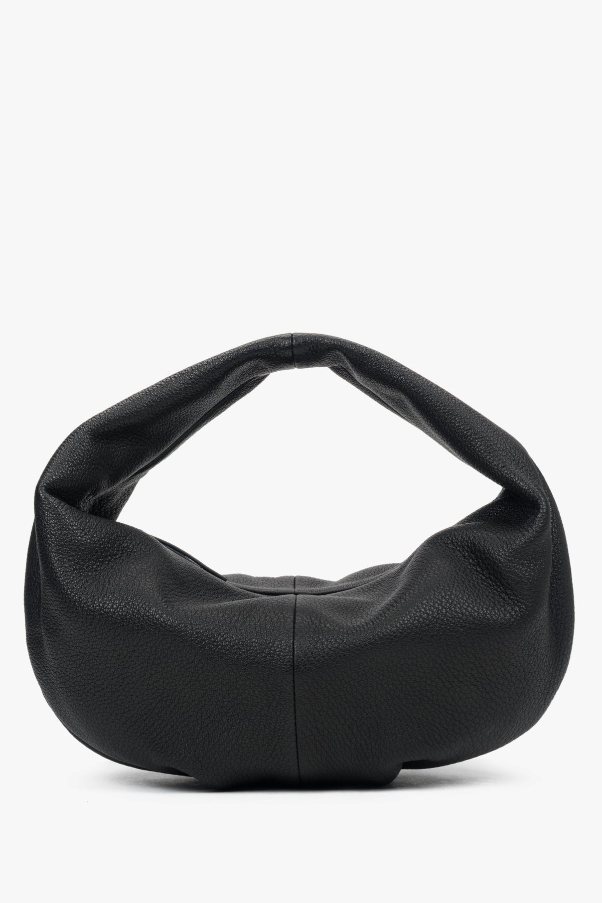 Women’s Flexible Black Half-Moon Handbag  made of Genuine Leather Estro.