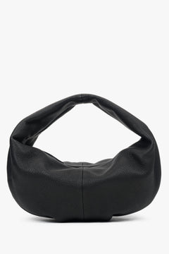 Women’s Flexible Black Half-Moon Handbag  made of Genuine Leather Estro.