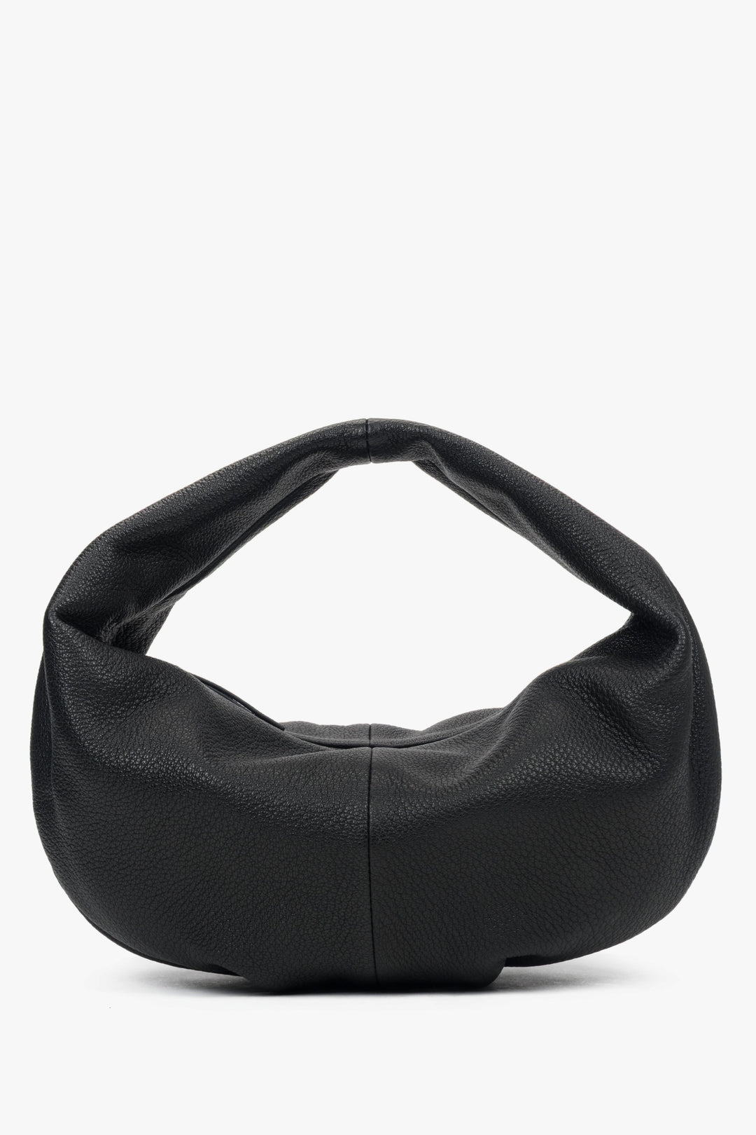 Women’s Flexible Black Half-Moon Handbag  made of Genuine Leather Estro.