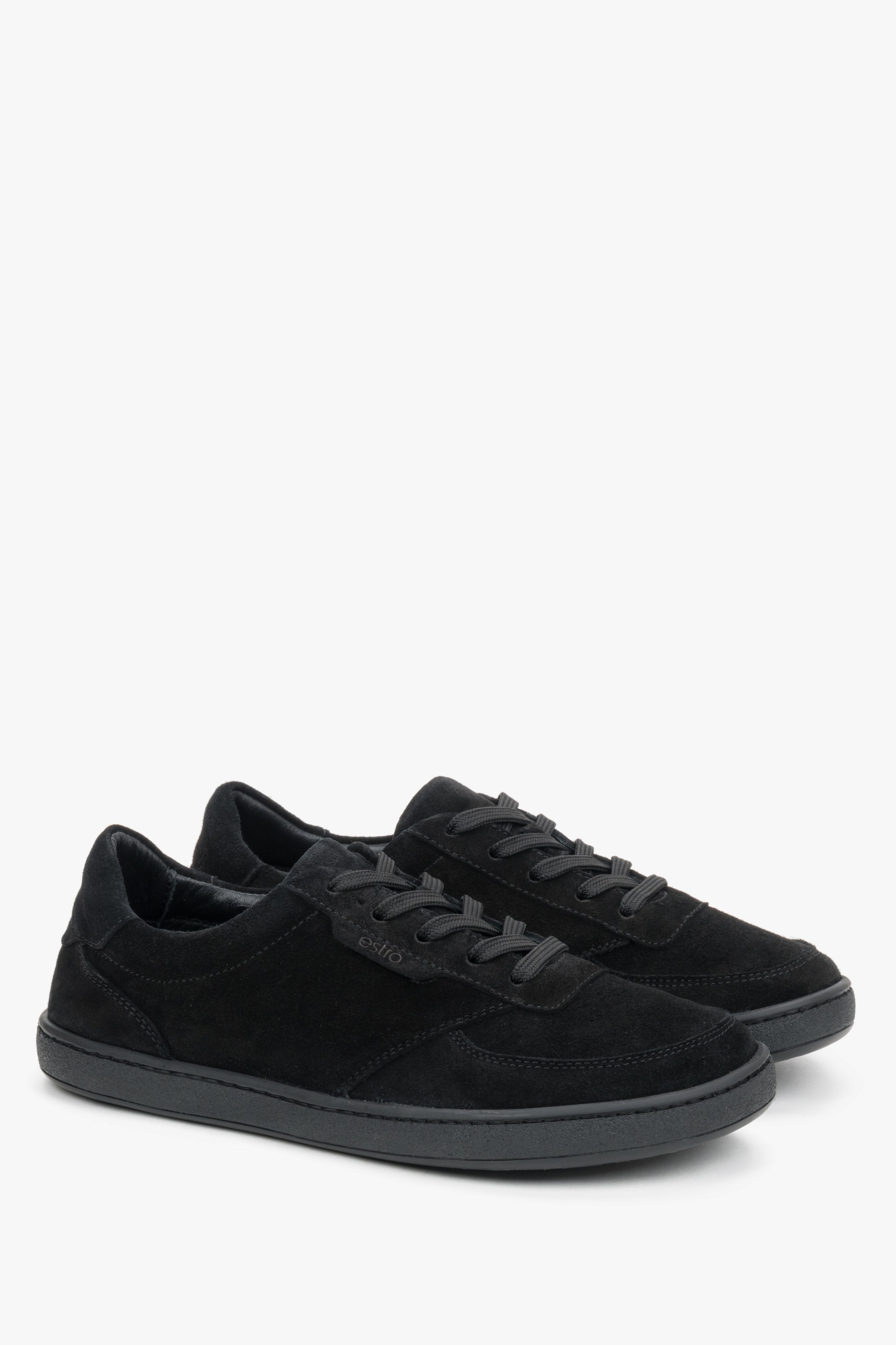 Women’s flexible black natural velour barefoot sneakers Estro.