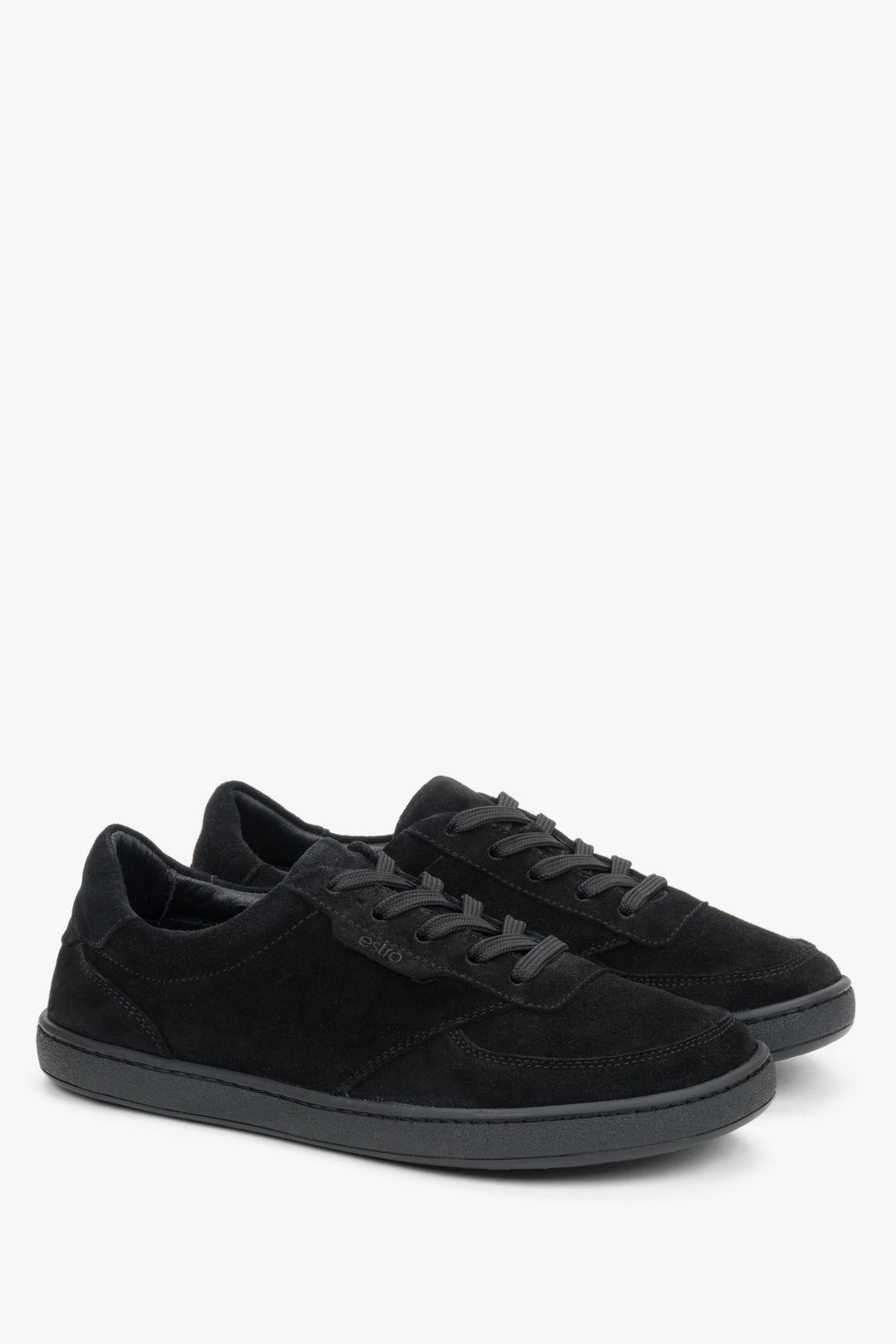 Women’s flexible black natural velour barefoot sneakers Estro.