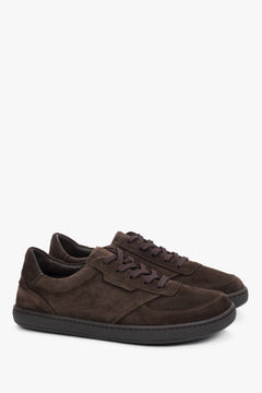 Women’s flexible dark brown natural velour barefoot sneakers Estro.