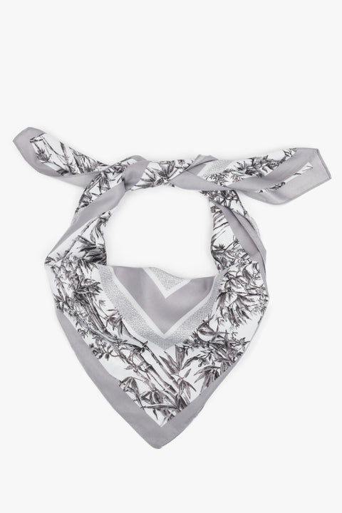 Women’s Grey and White Scarf with a Jungle Motif Estro ER00119879.