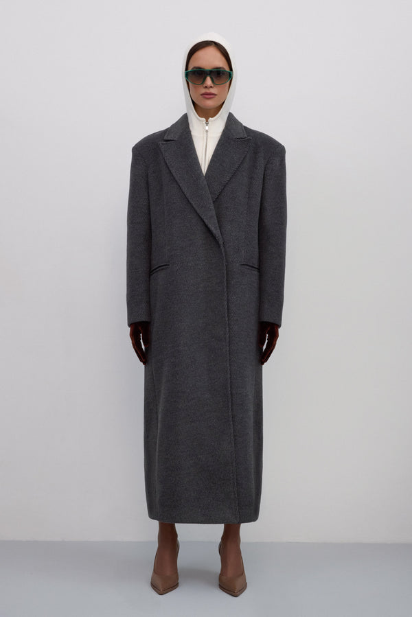 Women’s Grey Ankle-Length Coat with Natural Wool and Viscose Estro ER00117897.