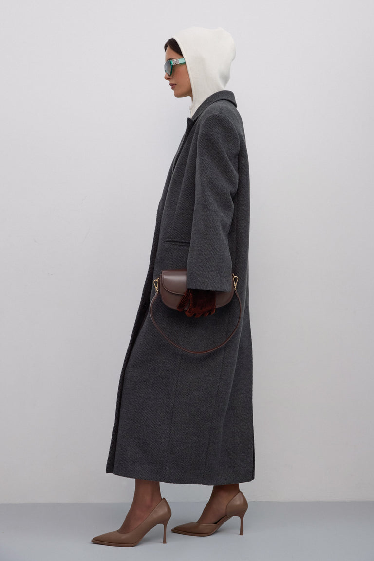 Women’s long grey ankle-length coat Estro.