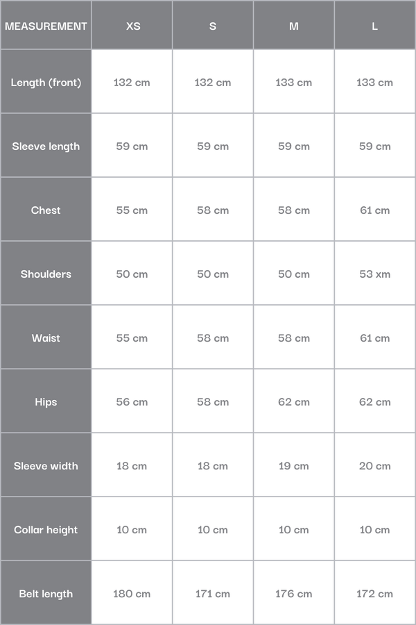 Size chart for Women’s Grey Ankle-Length Coat Estro ER00117897.