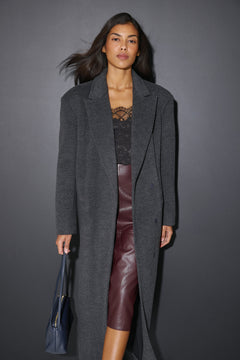 Women’s Grey Ankle-Length Coat with Natural Wool and Viscose Estro ER00117897.