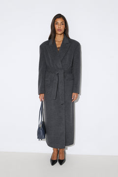Women’s grey ankle-length coat made of natural wool and viscose Estro ER00117897.