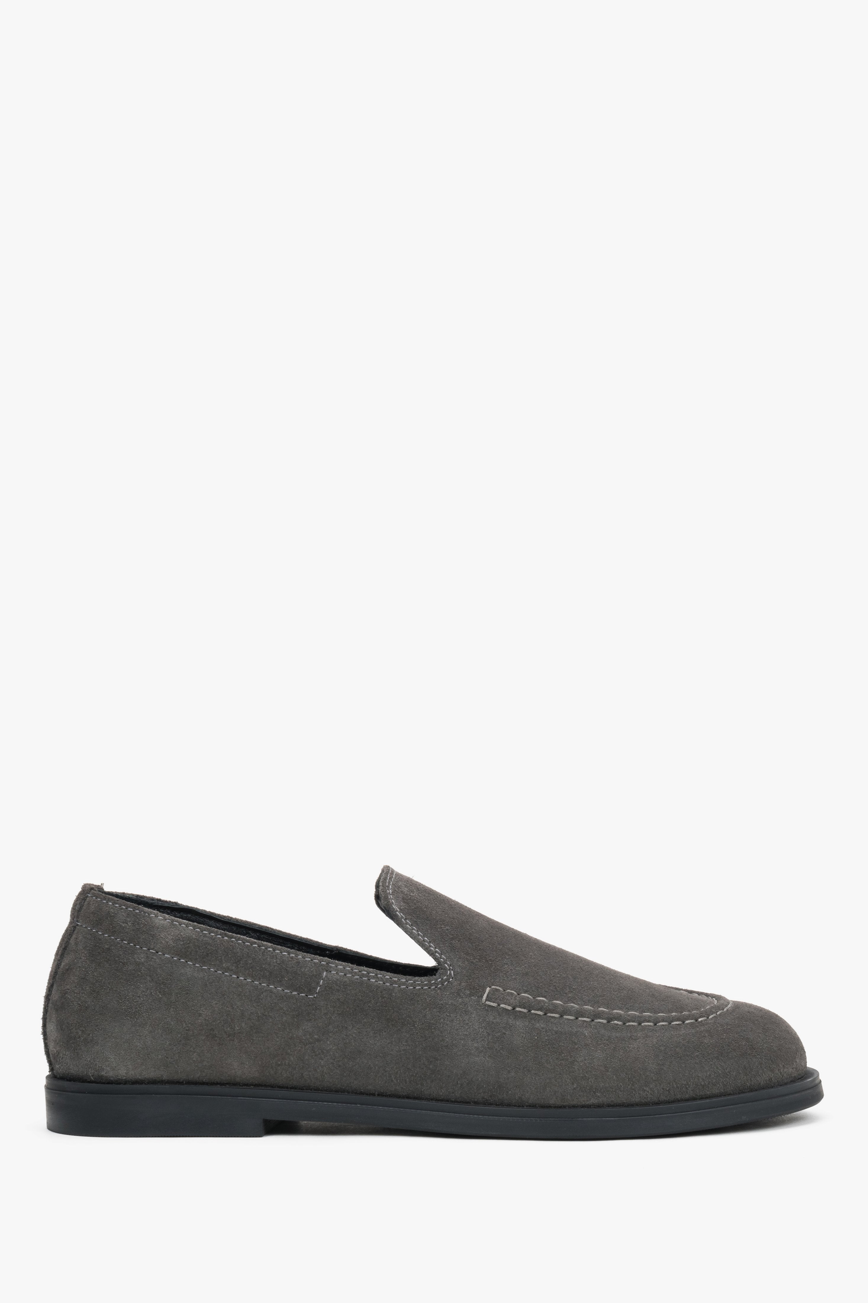 Women’s Grey Barefoot Loafers in Premium Italian Genuine Velour Estro ER00120696.