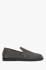 Women’s Grey Barefoot Loafers in Premium Italian Genuine Velour Estro ER00120696.