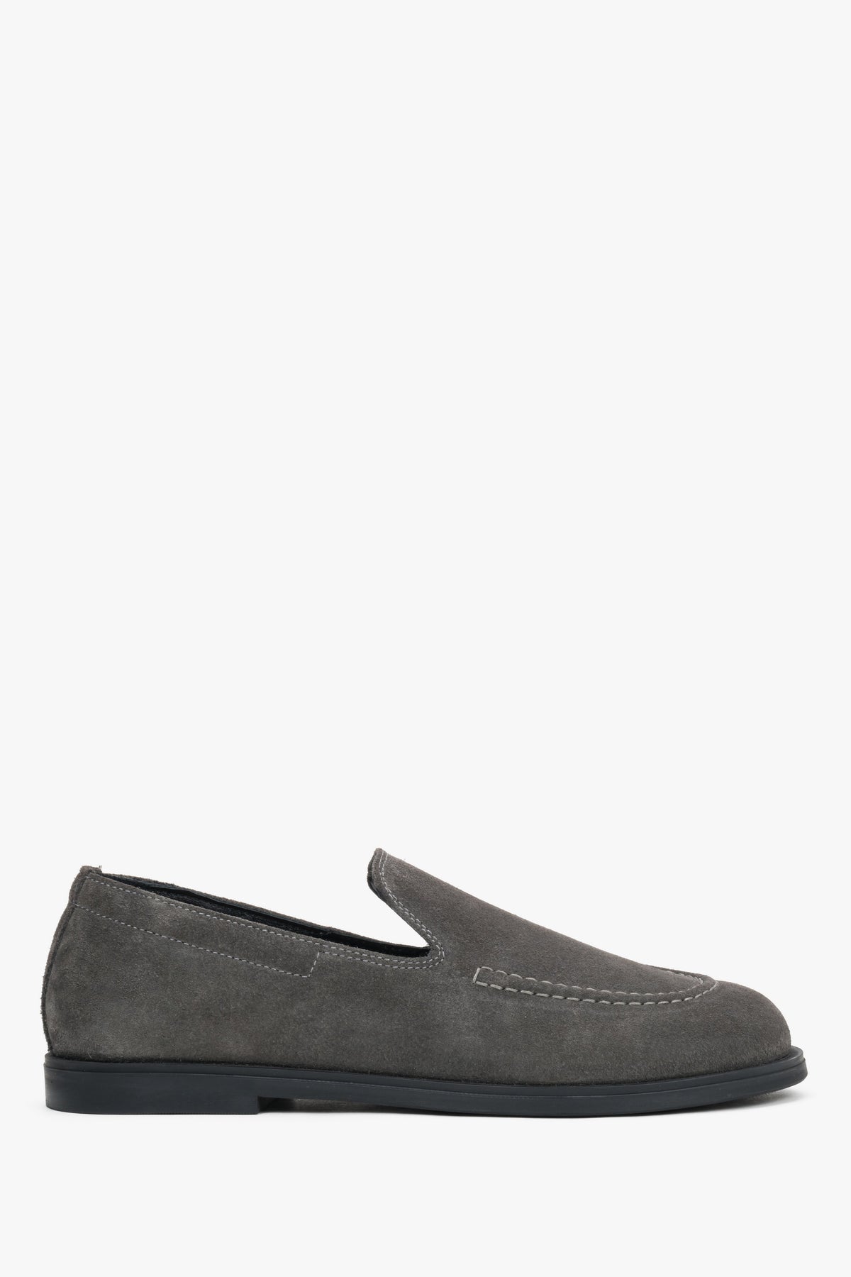 Women’s Grey Barefoot Loafers in Premium Italian Genuine Velour Estro ER00120696.