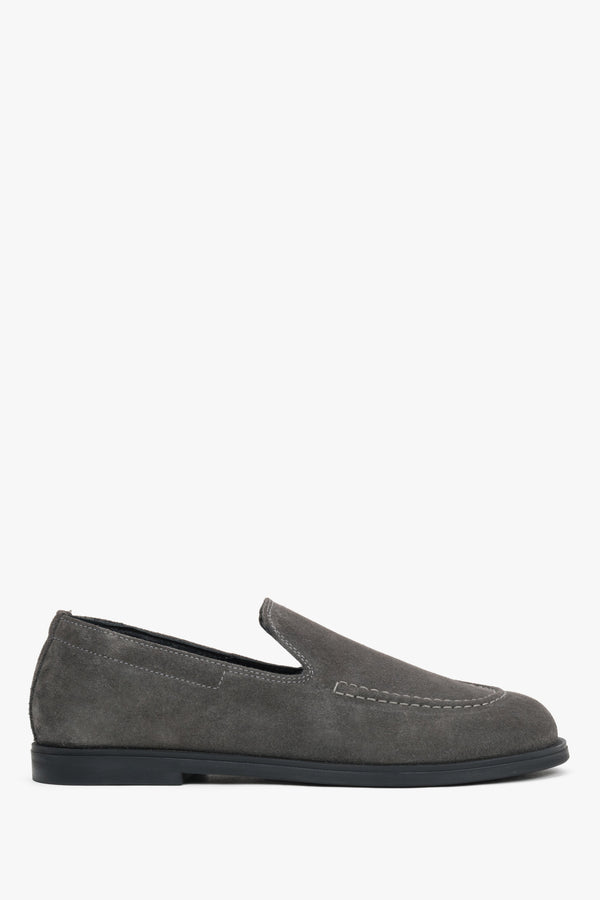 Women’s Grey Barefoot Loafers in Premium Italian Genuine Velour Estro ER00120696.